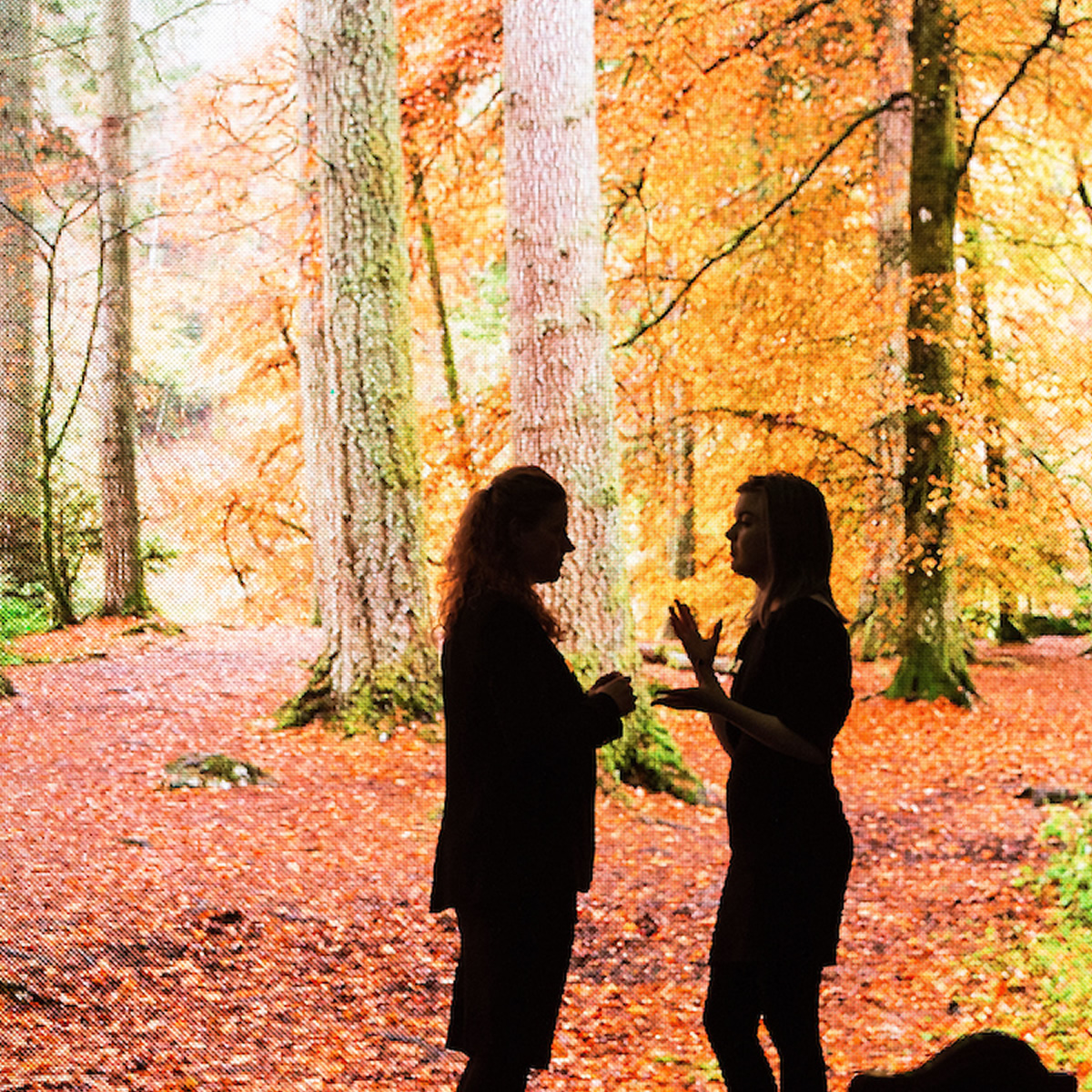 Women talking with forest background